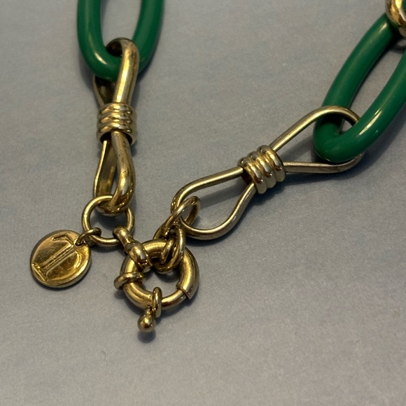 Talbots Gold Tone Green Link Necklace 38” - Picture 5 of 10